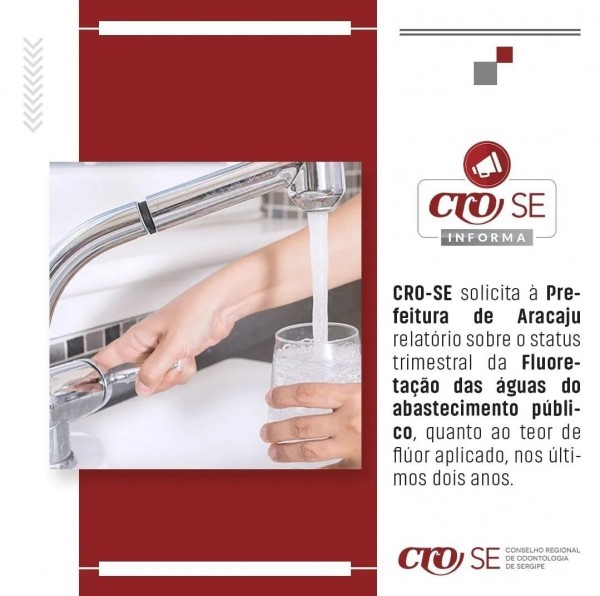 CRO-SE solicita à PMA relatório de fluoretação das águas do abastecimento público de Aracaju