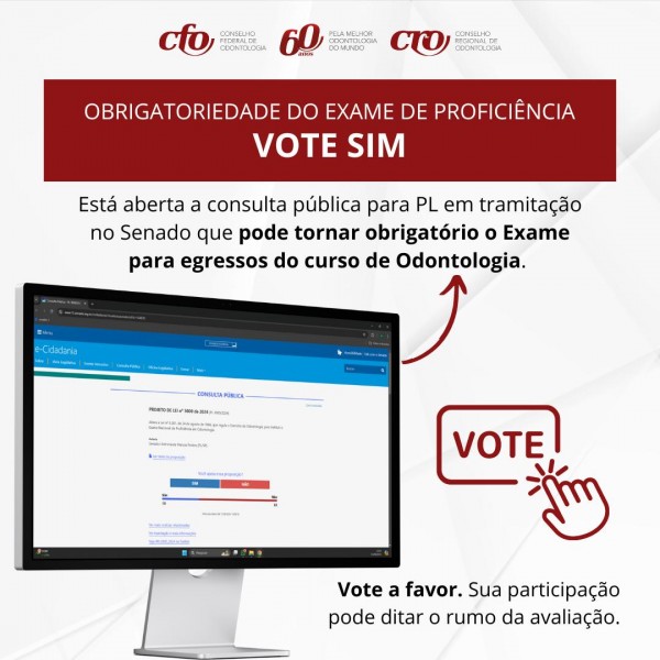 Projeto de Lei sugerido pelo CFO que propõe Obrigatoriedade do Exame de Proficiência está aberto a Consulta Pública – Vote SIM