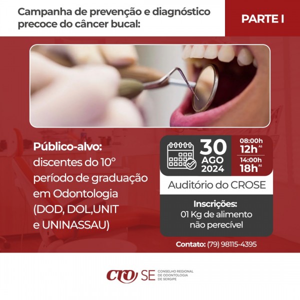 CRO-SE convida acadêmicos para Campanha de Diagnóstico e Prevenção ao Câncer Bucal