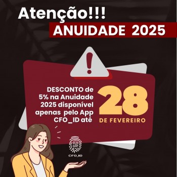 Prazo para obtenção de desconto na anuidade 2025 se encerra em 28 de fevereiro